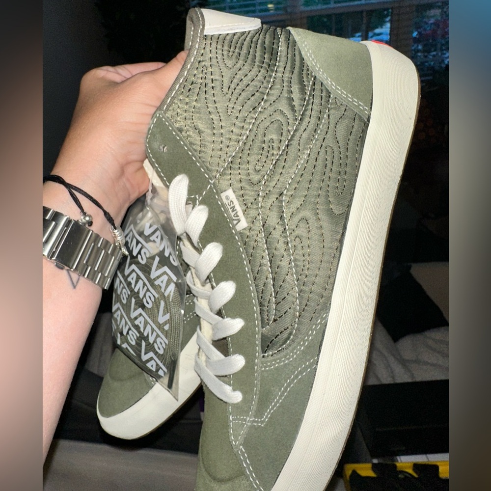 Vans The Lizzie Quilted Olive Green High-Top Sneakers